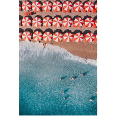 Beach umbrellas by the ocean