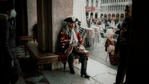 Pirate sitting on a bench